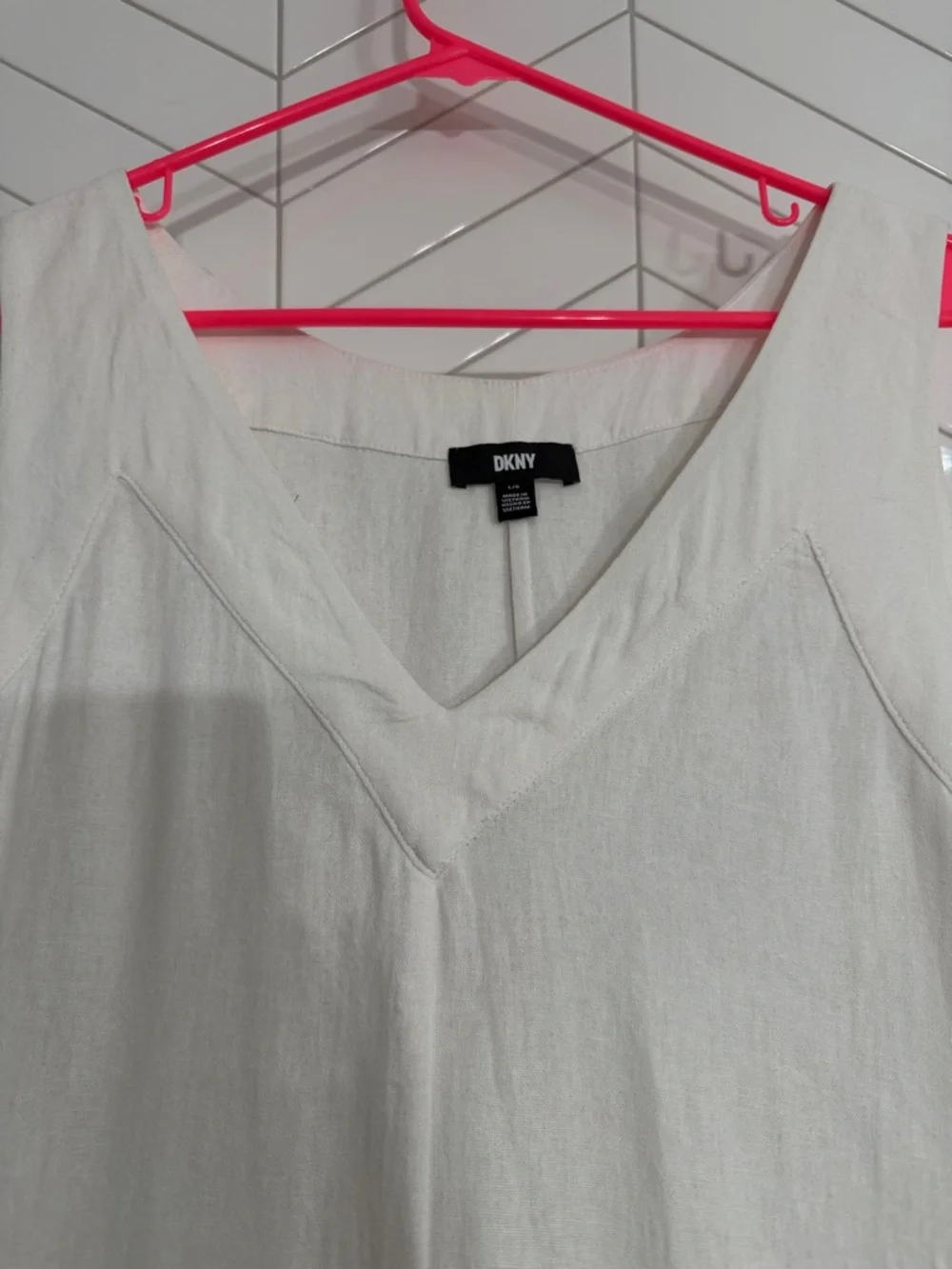 DKNY White Linen Sleeveless Midi Dress Large - Picture 3 of 5